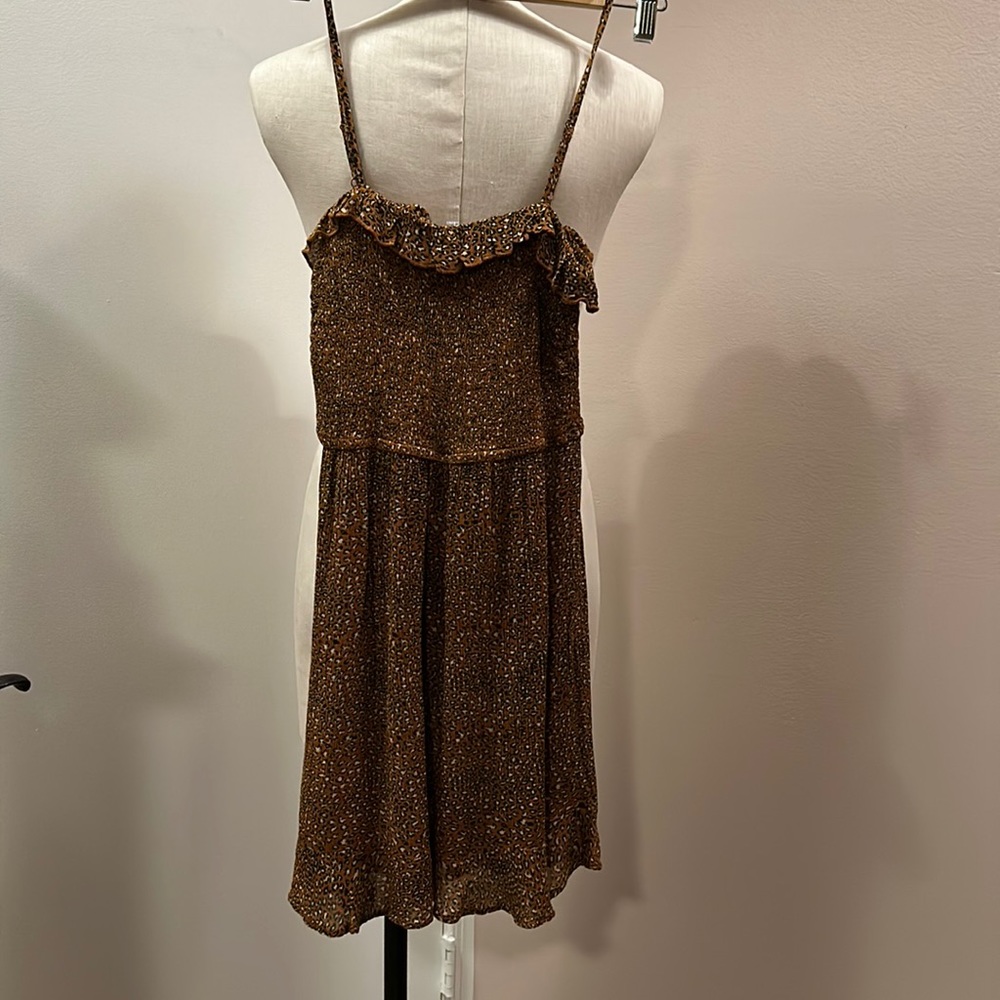 Urban Outfitters leopard ruffle chest lightweight mini dress sz small - Picture 2 of 11